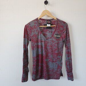 Womens Long Sleeve Harley Davidson Sheer Shirt Small USA St Petersburg Florida